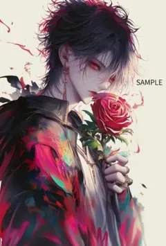 2249ネオンと薔薇ステッカー