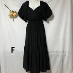 GRLカシュクールバルーンスリーブティアードワンピース　黒　Fサイズ