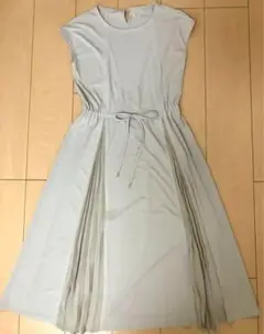 美品　ANAYI サイドプリーツワンピース　秋色　ベージュ