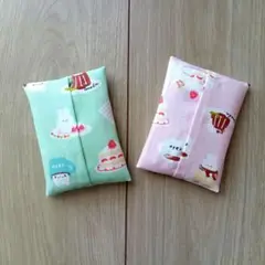 ハンドメイド　匿名配送　ミニポケットティッシュケース　２つセット