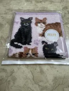 FEILER フェイラー　タオルハンカチ　猫柄（新品、未使用品）
