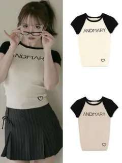 andmary Mary logo knit tops ivory アンドマリー