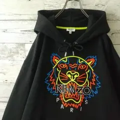 希少サイズ☆ケンゾー 刺繍 ビッグロゴ タイガー 虎 パーカー XXL ブラック