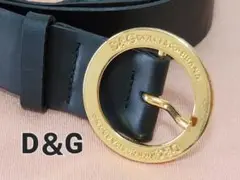 【DOLCE&GABBANA】ベルト 丸バックル ブラック