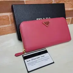 新品未使用PRADA☆鑑定済☆サフィアーノ ピンク ラウンド プラダ財布