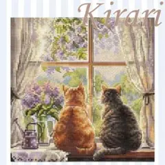 クロスステッチキット 猫と花 猫と雪 14CT 刺繍作成キット 図面印刷あり