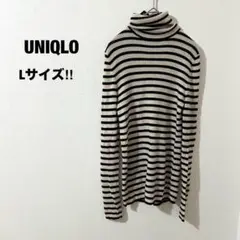ユニクロ 人気デザイン☆ 美品☆ ハイネックニット ボーダー L スタイル盛れ☆