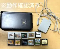 3DSLL ブラック ニンテンドー 本体(タッチペン無し) 充電器　カセット類