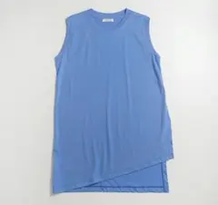 新品　ESLOW (エスロー)ロングスリット ノースリーブカットソー　ブルー