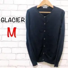 119【GLACIER グラシア】カーディガン 花 黒 ボタン ニット 秋 M
