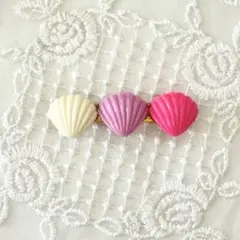 貝殻バレッタ　ヘアピン