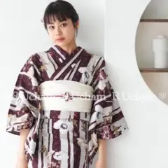 ✅新品【えんじの麻の葉ストライプとアネモネ】 utatane ウタタネ 浴衣単品
