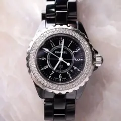 ★CHANEL★ J12 ブラック 二重ベゼルダイヤ 腕時計