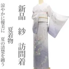 新品 紗 夏着物 仕付け糸付”涼やかに優美に。夏の清楚を纏う”訪問着 6425