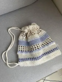 【サマーセール値下げ】編み物　ナップサック　かぎ編み　ハンドメイド