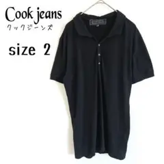 【Cook jeans】衿付き半袖カットソー ワンポイント刺繍 00s 無地 黒