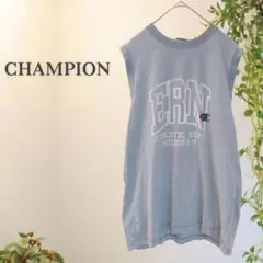 チャンピオン ビッグプリント ノースリーブ Tシャツ (L) トップス