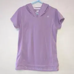 未使用 ニューバランス テニス トップ Tシャツ 速乾 フード S パープル