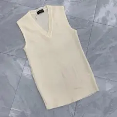 HANINA ノースリーブニットトップス Vネック アイボリー Lサイズ