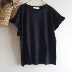新品 SM2 blue☆ブラック／【USAコットン】フリルTシャツ