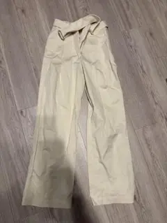 MANGO マンゴ ベルト付きストレートパンツ ベージュ 34 新品タグ付き