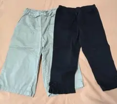 【130】女の子 ズボン 2本セット 130サイズ リボン付き&ワイドパンツ