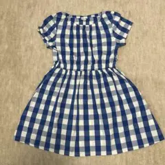 美品　ブランシェス　ギンガムチェックワンピース　ブルー　140cm