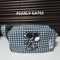 新品 パーリーゲイツ スヌーピー コラボ ポーチ 千鳥格子 ネイビー
