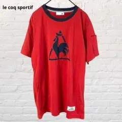 9409 ルコック♡半袖プリントTシャツ カットソー 赤 S 古着