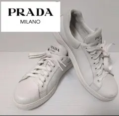 プラダ PRADA スニーカー 革 27〜27.5cm ホワイト 4E3484