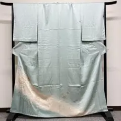 くすみのある水色にスワトウ刺繍の付け下げ 着物