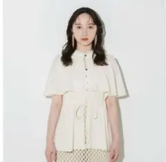 eaphi　cape design jacquard blouse
