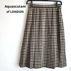Aquascutam Pure new woolチェック柄プリーツスカート