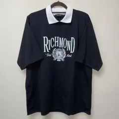 RICHMOND Tシャツ ブラック 襟付き　カジュアル　半袖　ロゴプリント　L