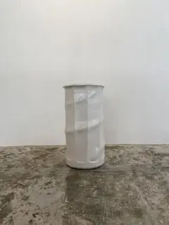 ホワイト陶器製傘立て 円筒形