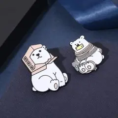ラペルピン ブローチ ピンズ ピンバッジ かわいい お洒落 サラリーマン 熊