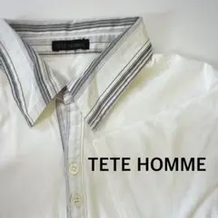 【TETE HOMME】 半袖ポロシャツ M ホワイト　薄手　夏