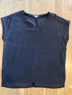 UNIQLO 半袖シャツ M ネイビー 花柄シルク100%