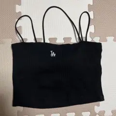 【美品】genuinemerchandise ベアトップ 黒 Fサイズ LAロゴ