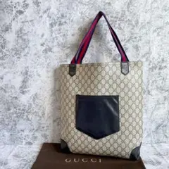 GUCCI オールドグッチ シェリーライン トートバッグ ネイビー