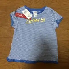 Zutano 100cm Tシャツ 青白ストライプ フリル
