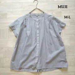 MUJI 無印良品 コットンスタンドカラーシャツ M-L