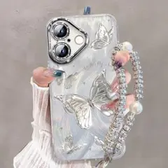 iPhone 16 ケース蝶デザイン透明iPhoneケース