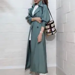 fifth【スタイリストプロデュース】シアーロングトレンチコート グリーン