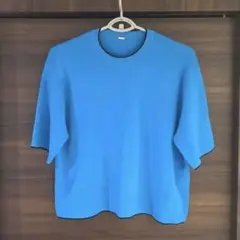ミラオーウェン 半袖ニット 青 水色