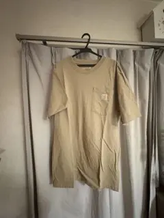 ベージュ コットン Tシャツ 左胸ポケット