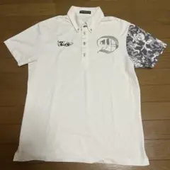 ホワイト 半袖ポロシャツ Dロゴ 迷彩袖