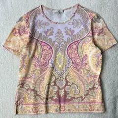 エトロ Tシャツ 半袖 パープル イエロー ピンク サイズ42