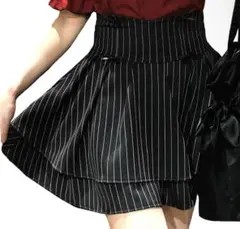 ミニスカート　ブラックストライプ　L