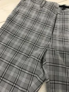 H&M グレンチェック　イージーパンツ　S スキニーフィットパンツ　春夏　グレー